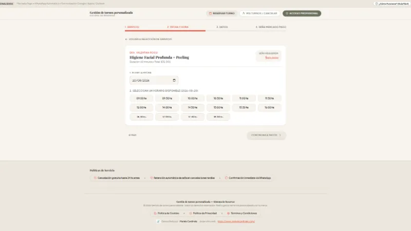 Elige día y horario