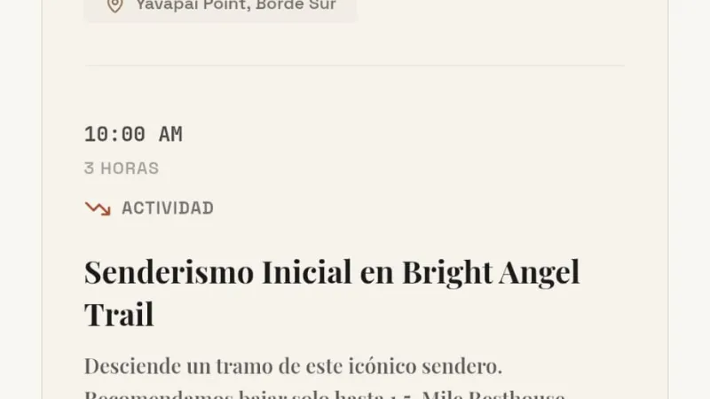 3 días en el Gran Cañón, vista móvil 1